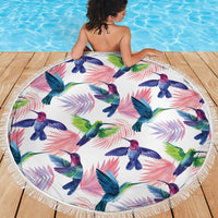 Hummingbirds Colorful Beach Blanket Unique Stylized - Wonder Print Shop