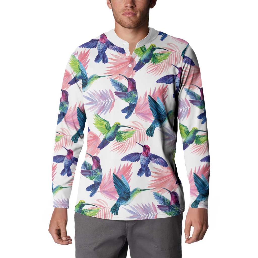 Hummingbirds Colorful Button Sweatshirt Unique Stylized - Wonder Print Shop