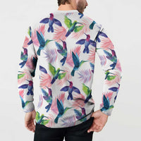 Hummingbirds Colorful Button Sweatshirt Unique Stylized - Wonder Print Shop