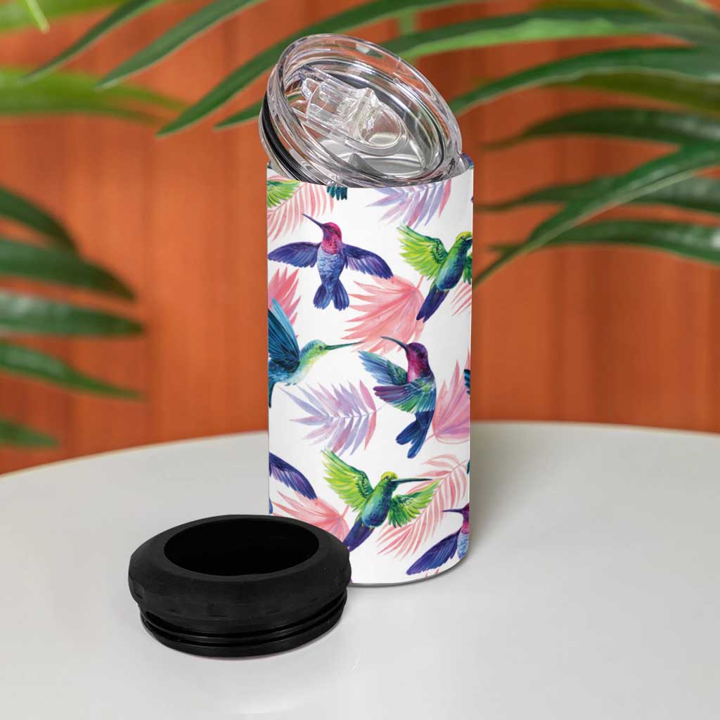 Hummingbirds Colorful 4 in 1 Can Cooler Tumbler Unique Stylized - Wonder Print Shop