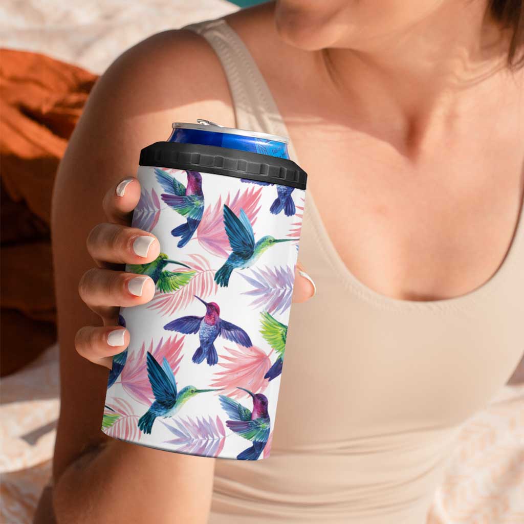 Hummingbirds Colorful 4 in 1 Can Cooler Tumbler Unique Stylized - Wonder Print Shop