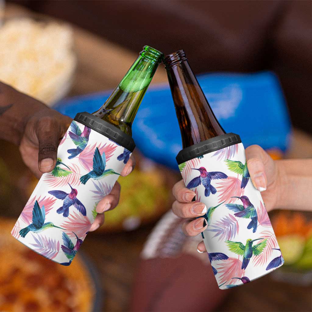 Hummingbirds Colorful 4 in 1 Can Cooler Tumbler Unique Stylized - Wonder Print Shop