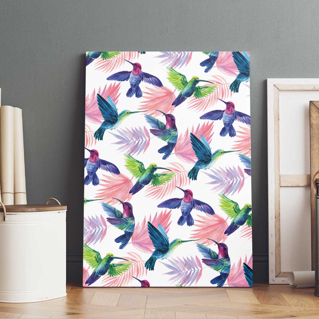 Hummingbirds Colorful Canvas Wall Art Unique Stylized - Wonder Print Shop