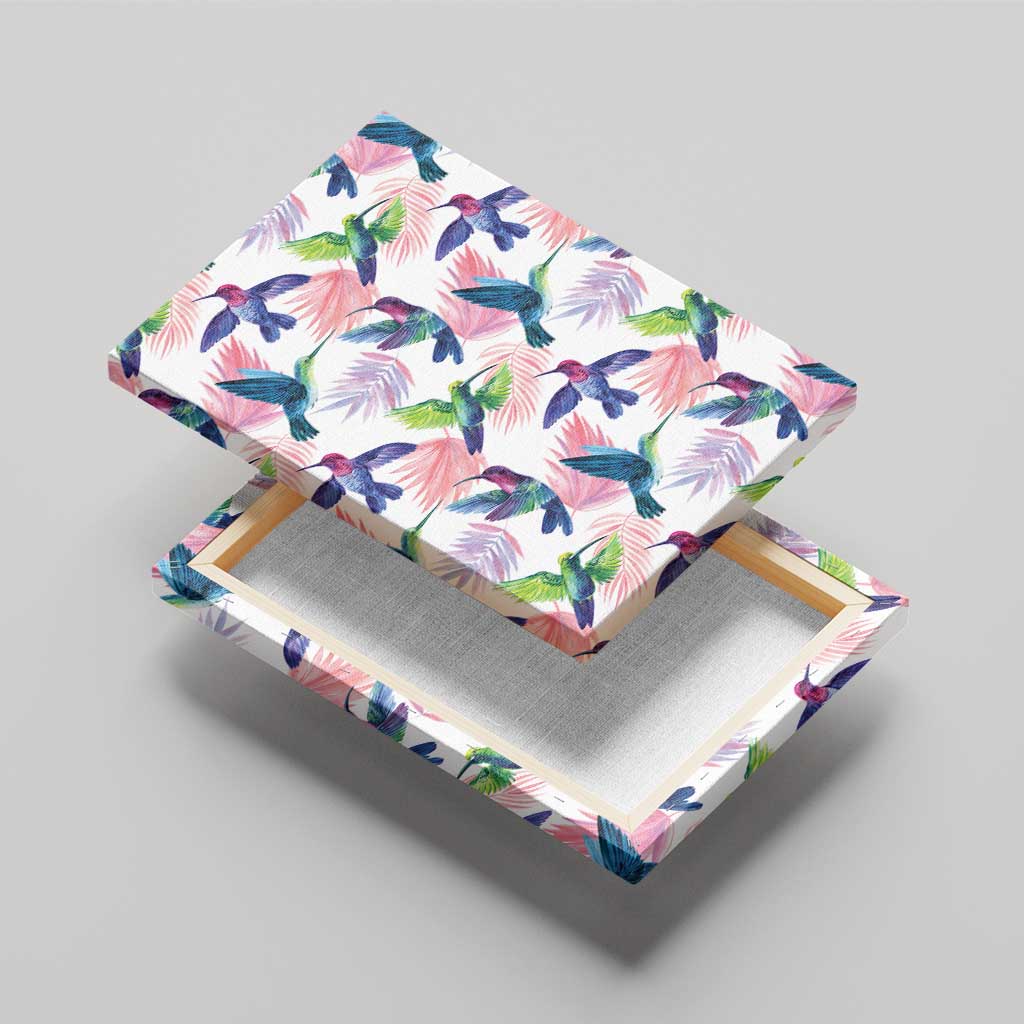 Hummingbirds Colorful Canvas Wall Art Unique Stylized - Wonder Print Shop
