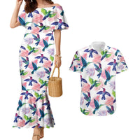 Hummingbirds Colorful Couples Matching Mermaid Dress and Hawaiian Shirt Unique Stylized - Wonder Print Shop