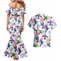 Hummingbirds Colorful Couples Matching Mermaid Dress and Hawaiian Shirt Unique Stylized - Wonder Print Shop