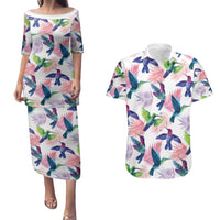 Hummingbirds Colorful Couples Matching Puletasi and Hawaiian Shirt Unique Stylized - Wonder Print Shop