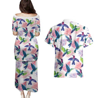 Hummingbirds Colorful Couples Matching Puletasi and Hawaiian Shirt Unique Stylized - Wonder Print Shop