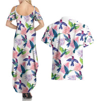 Hummingbirds Colorful Couples Matching Summer Maxi Dress and Hawaiian Shirt Unique Stylized - Wonder Print Shop