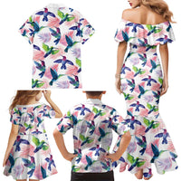 Hummingbirds Colorful Family Matching Mermaid Dress and Hawaiian Shirt Unique Stylized - Wonder Print Shop