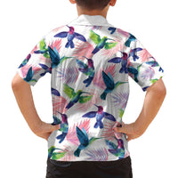 Hummingbirds Colorful Family Matching Off The Shoulder Long Sleeve Dress and Hawaiian Shirt Unique Stylized - Wonder Print Shop