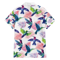 Hummingbirds Colorful Family Matching Off The Shoulder Long Sleeve Dress and Hawaiian Shirt Unique Stylized - Wonder Print Shop