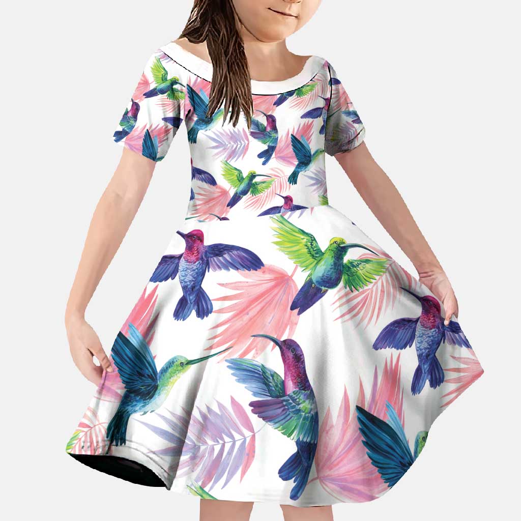 Hummingbirds Colorful Family Matching Off Shoulder Maxi Dress and Hawaiian Shirt Unique Stylized - Wonder Print Shop