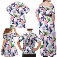 Hummingbirds Colorful Family Matching Off Shoulder Maxi Dress and Hawaiian Shirt Unique Stylized - Wonder Print Shop