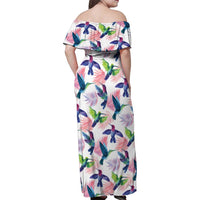 Hummingbirds Colorful Family Matching Off Shoulder Maxi Dress and Hawaiian Shirt Unique Stylized - Wonder Print Shop