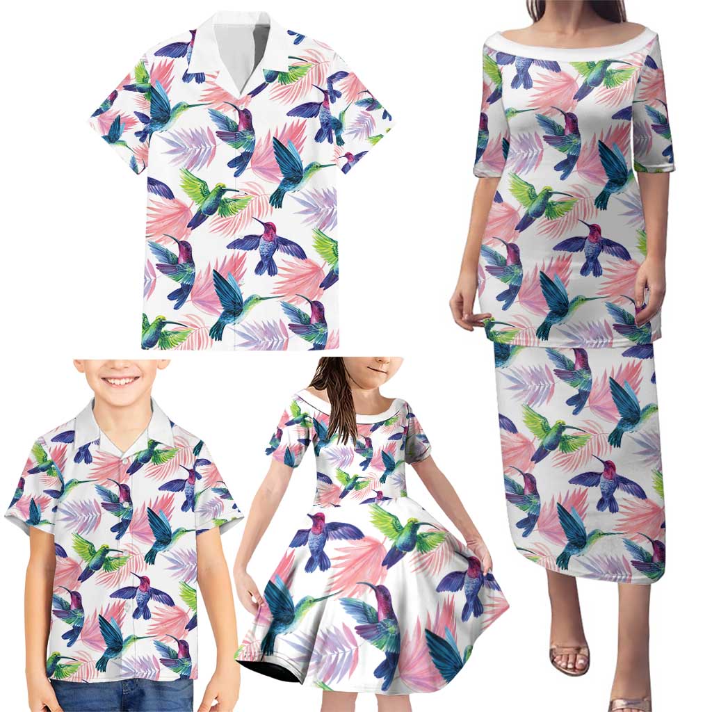 Hummingbirds Colorful Family Matching Puletasi and Hawaiian Shirt Unique Stylized - Wonder Print Shop