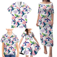 Hummingbirds Colorful Family Matching Puletasi and Hawaiian Shirt Unique Stylized - Wonder Print Shop