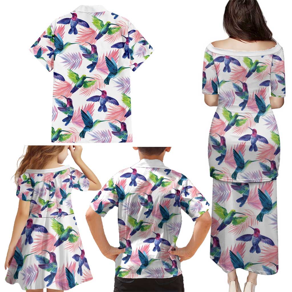 Hummingbirds Colorful Family Matching Puletasi and Hawaiian Shirt Unique Stylized - Wonder Print Shop