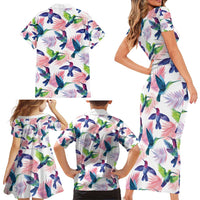 Hummingbirds Colorful Family Matching Short Sleeve Bodycon Dress and Hawaiian Shirt Unique Stylized - Wonder Print Shop