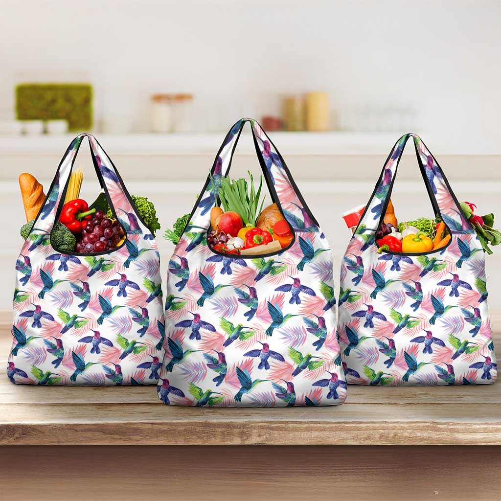 Hummingbirds Colorful Grocery Bag Unique Stylized - Wonder Print Shop