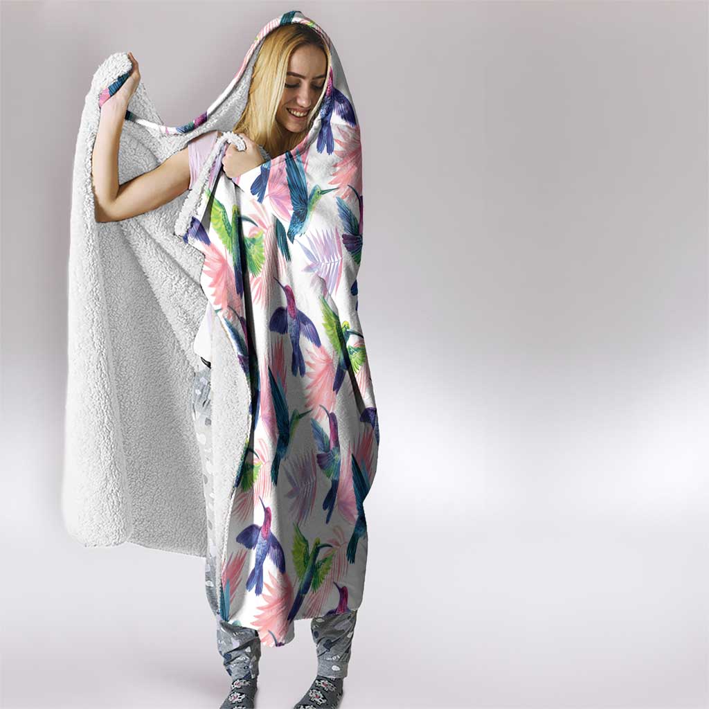 Hummingbirds Colorful Hooded Blanket Unique Stylized - Wonder Print Shop