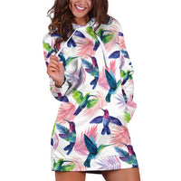 Hummingbirds Colorful Hoodie Dress Unique Stylized - Wonder Print Shop