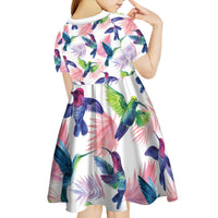 Hummingbirds Colorful Kid Short Sleeve Dress Unique Stylized - Wonder Print Shop