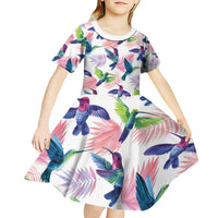 Hummingbirds Colorful Kid Short Sleeve Dress Unique Stylized - Wonder Print Shop
