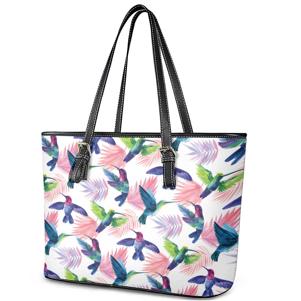 Hummingbirds Colorful Leather Tote Bag Unique Stylized - Wonder Print Shop