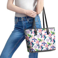 Hummingbirds Colorful Leather Tote Bag Unique Stylized - Wonder Print Shop