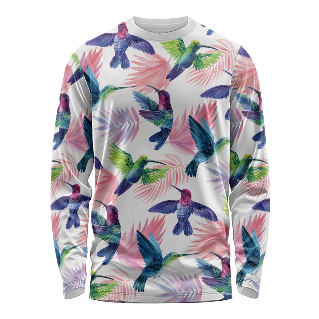 Hummingbirds Colorful Long Sleeve Shirt Unique Stylized - Wonder Print Shop
