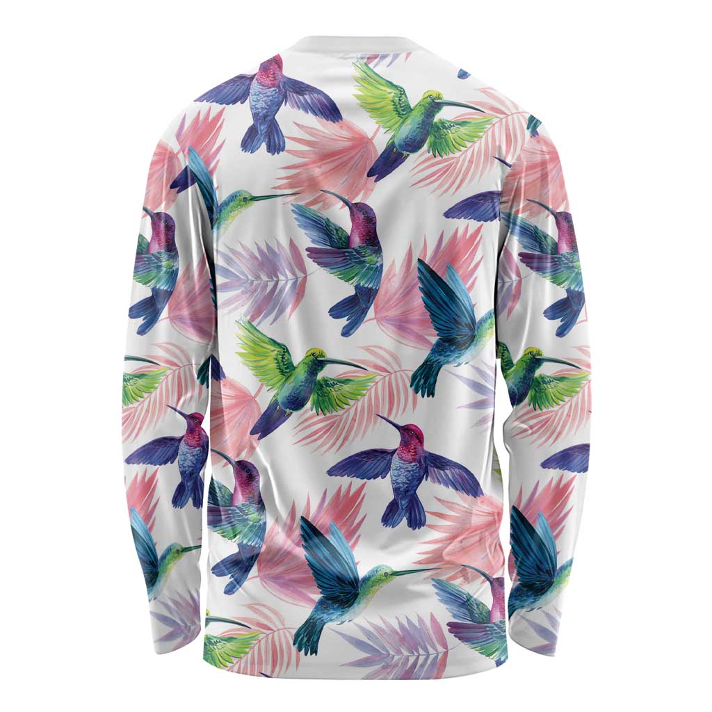 Hummingbirds Colorful Long Sleeve Shirt Unique Stylized - Wonder Print Shop