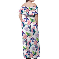 Hummingbirds Colorful Off Shoulder Maxi Dress Unique Stylized - Wonder Print Shop