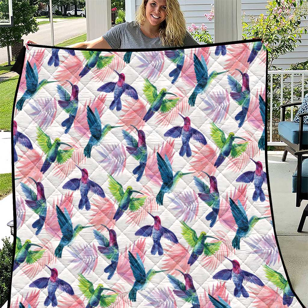 Hummingbirds Colorful Quilt Unique Stylized - Wonder Print Shop