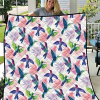 Hummingbirds Colorful Quilt Unique Stylized - Wonder Print Shop