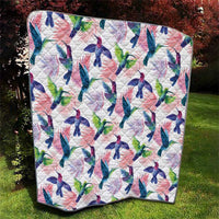 Hummingbirds Colorful Quilt Unique Stylized - Wonder Print Shop