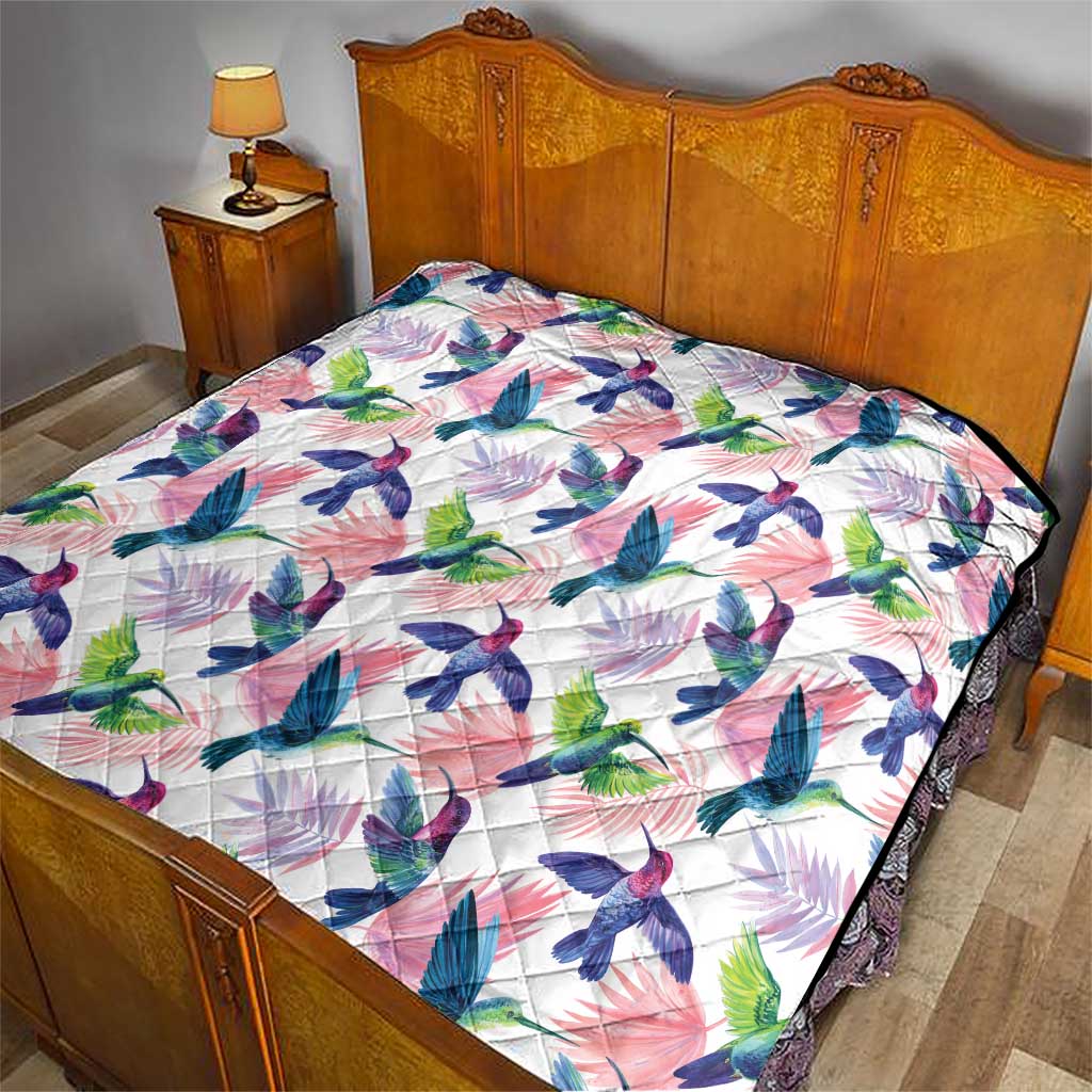 Hummingbirds Colorful Quilt Unique Stylized - Wonder Print Shop