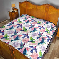 Hummingbirds Colorful Quilt Unique Stylized - Wonder Print Shop