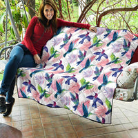 Hummingbirds Colorful Quilt Unique Stylized - Wonder Print Shop