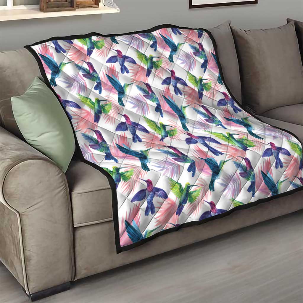 Hummingbirds Colorful Quilt Unique Stylized - Wonder Print Shop