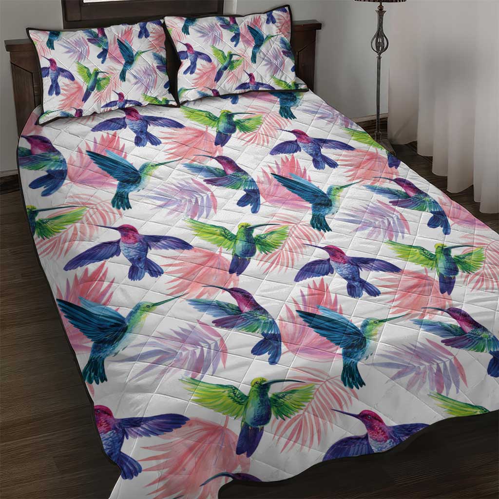 Hummingbirds Colorful Quilt Bed Set Unique Stylized - Wonder Print Shop