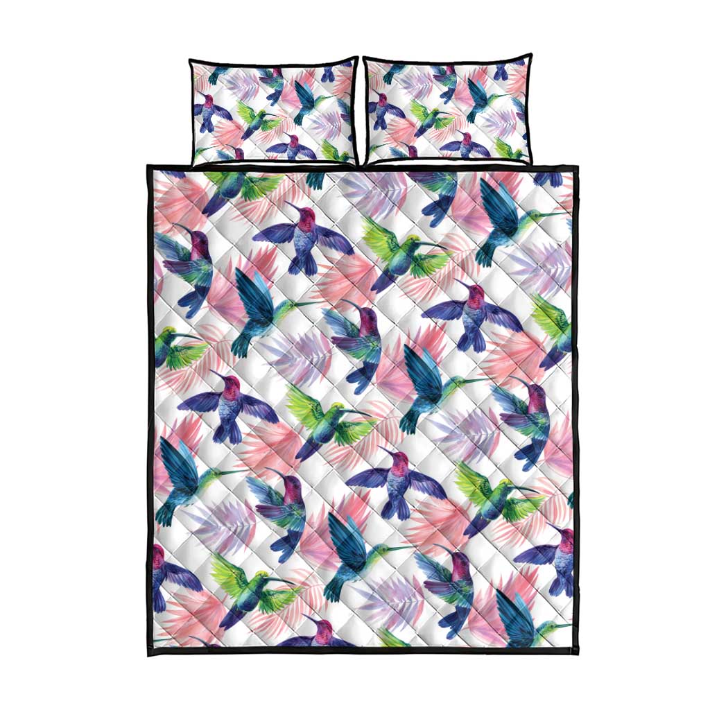 Hummingbirds Colorful Quilt Bed Set Unique Stylized - Wonder Print Shop