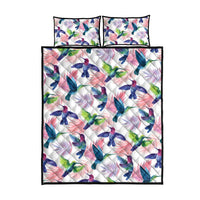 Hummingbirds Colorful Quilt Bed Set Unique Stylized - Wonder Print Shop