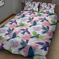 Hummingbirds Colorful Quilt Bed Set Unique Stylized - Wonder Print Shop