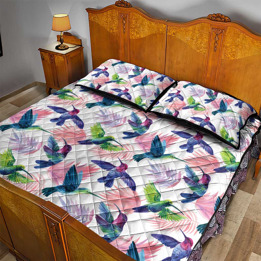 Hummingbirds Colorful Quilt Bed Set Unique Stylized - Wonder Print Shop