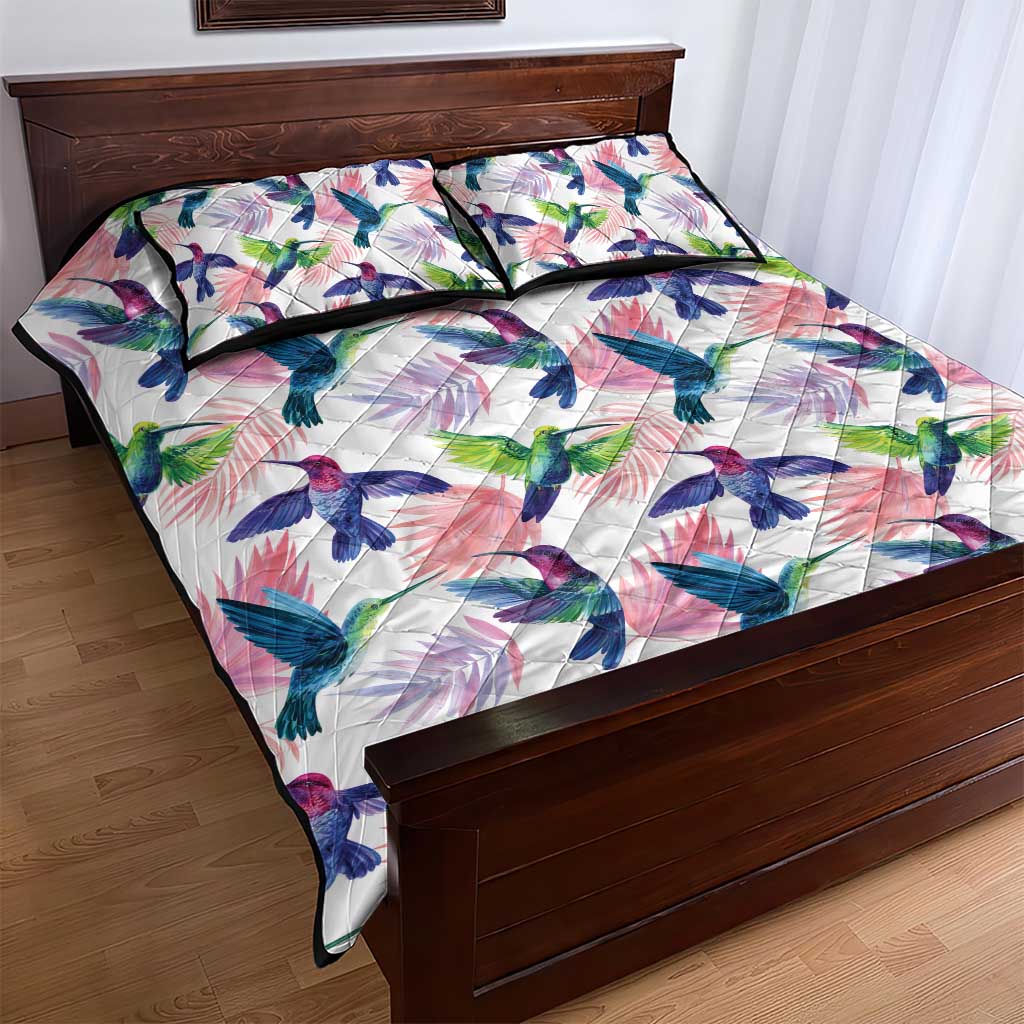 Hummingbirds Colorful Quilt Bed Set Unique Stylized - Wonder Print Shop