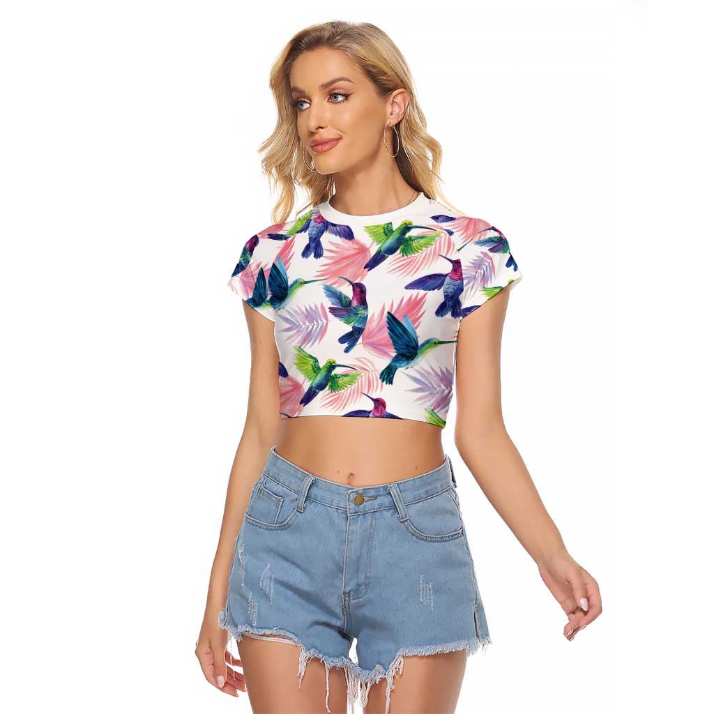 Hummingbirds Colorful Raglan Cropped T Shirt Unique Stylized - Wonder Print Shop