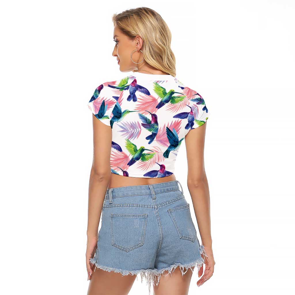 Hummingbirds Colorful Raglan Cropped T Shirt Unique Stylized - Wonder Print Shop