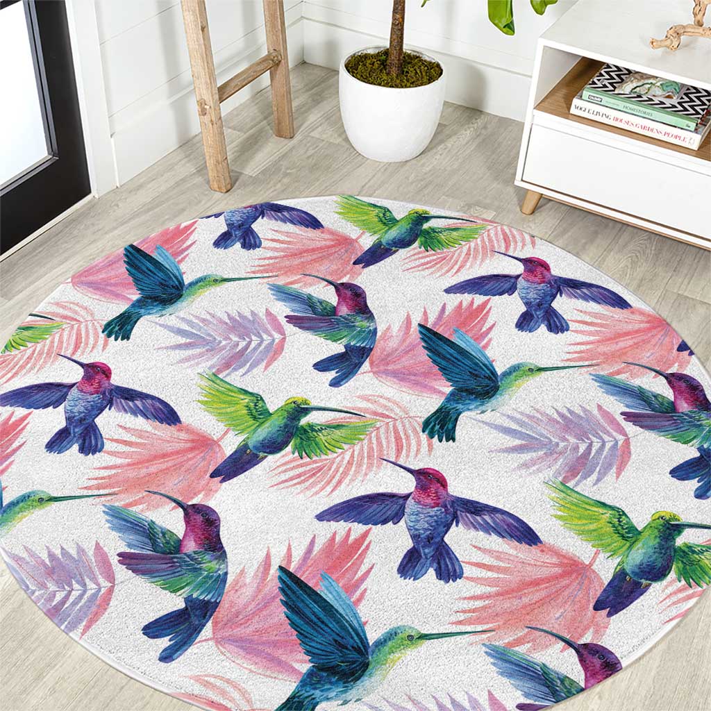 Hummingbirds Colorful Round Carpet Unique Stylized - Wonder Print Shop