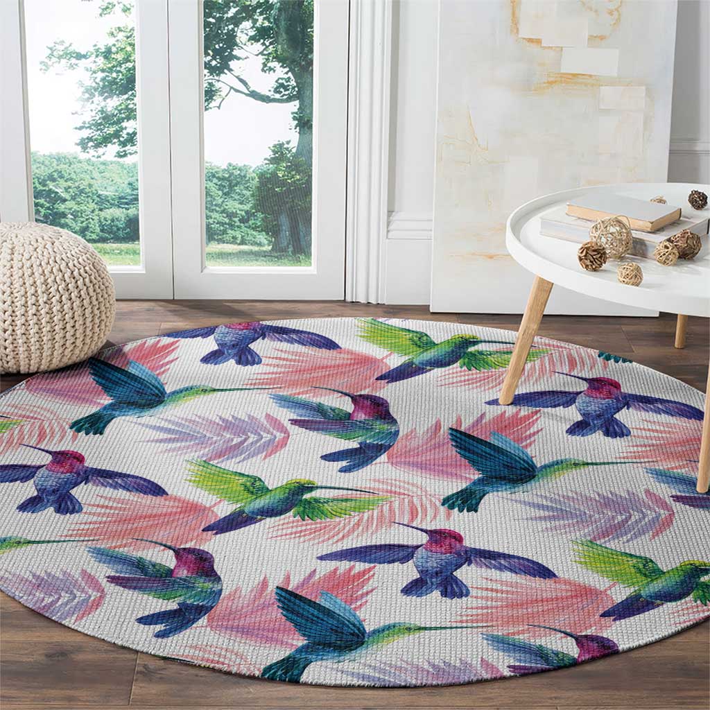 Hummingbirds Colorful Round Carpet Unique Stylized - Wonder Print Shop